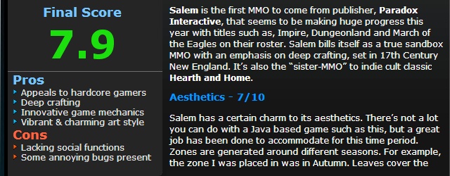 Salem: Оценка 7,9 от mmorpg.com